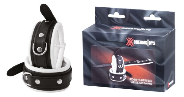 XX-DREAMSTOYS Leder Fußfessel weiss schwarz