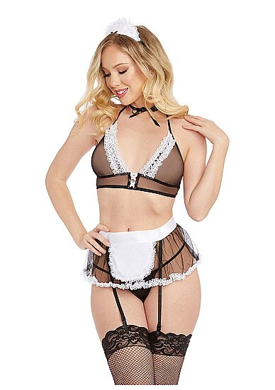 Very Sheer Mesh Maid Bedroom Costume - One Size