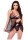 Baci 2Pc Strappy Lace & Mesh Babydoll & Gstring Set Black, S/M