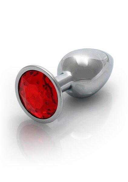 Shots Ouch! Round gemstone anal plug silver ruby red small 2.7 cm
