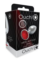 Shots Ouch! Round gemstone anal plug silver ruby red...