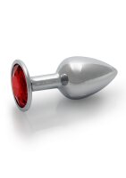Shots Ouch! Round gemstone anal plug silver ruby red small 2.7 cm