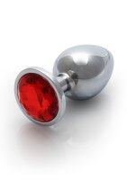 Shots Ouch! Round gemstone anal plug silver ruby red...