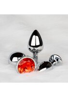 Shots Ouch! Round gemstone anal plug silver ruby red medium 3.4 cm