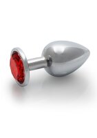 Shots Ouch! Round gemstone anal plug silver ruby red medium 3.4 cm