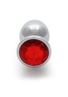 Shots Ouch! Round gemstone anal plug silver ruby red large 4 cm