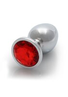 Shots Ouch! Round gemstone anal plug silver ruby red large 4 cm