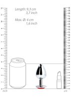 Shots Ouch! Round gemstone anal plug silver ruby red large 4 cm