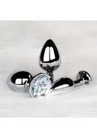 Shots Ouch! Round gemstone anal plug silver small 2.7 cm