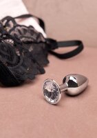 Shots Ouch! Round gemstone anal plug silver small 2.7 cm