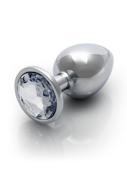 Shots Ouch! Round gemstone anal plug silver medium 3.4 cm