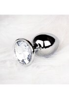 Shots Ouch! Round gemstone anal plug silver medium 3.4 cm