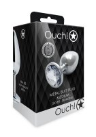 Shots Ouch! Round gemstone anal plug silver medium 3.4 cm