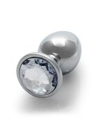 Shots Ouch! Round gemstone anal plug silver medium 3.4 cm