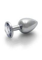 Shots Ouch! Round gemstone anal plug silver medium 3.4 cm