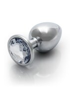 Shots Ouch! Round gemstone anal plug silver large 4 cm