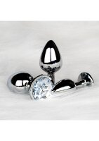 Shots Ouch! Round gemstone anal plug silver large 4 cm