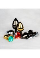 Shots Ouch! Round gemstone anal plug silver large 4 cm