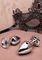 Shots Ouch! Round gemstone anal plug silver large 4 cm