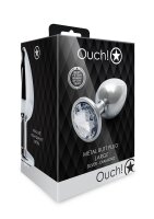 Shots Ouch! Round gemstone anal plug silver large 4 cm