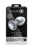 Shots Ouch! Round gemstone anal plug silver large 4 cm