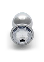 Shots Ouch! Round gemstone anal plug silver large 4 cm