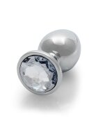 Shots Ouch! Round gemstone anal plug silver large 4 cm
