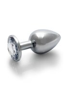 Shots Ouch! Round gemstone anal plug silver large 4 cm