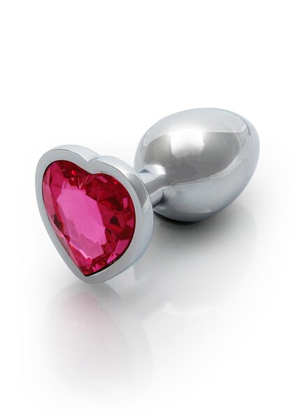 Shots Ouch! Heart Gemstone Anal Plug Silver Pink small 2.7 cm