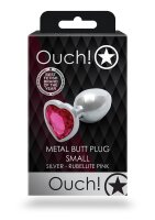 Shots Ouch! Heart Gemstone Anal Plug Silver Pink small 2.7 cm