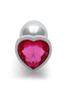 Shots Ouch! Heart Gemstone Anal Plug Silver Pink small 2.7 cm