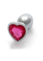Shots Ouch! Heart Gemstone Anal Plug Silver Pink small 2.7 cm