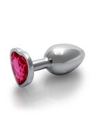 Shots Ouch! Heart Gemstone Anal Plug Silver Pink small 2.7 cm