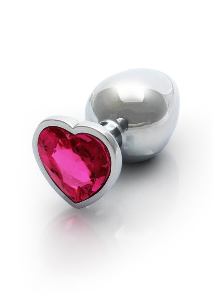 Shots Ouch! Heart Gemstone Anal Plug Silver Pink medium 3,4 cm