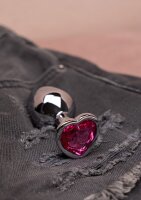 Shots Ouch! Heart Gemstone Anal Plug Silver Pink medium 3,4 cm