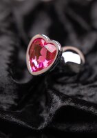 Shots Ouch! Heart Gemstone Anal Plug Silver Pink medium 3,4 cm
