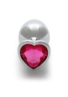 Shots Ouch! Heart Gemstone Anal Plug Silver Pink medium 3,4 cm