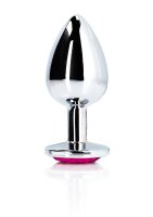 Shots Ouch! Heart Gemstone Anal Plug Silver Pink medium 3,4 cm