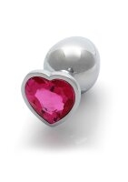 Shots Ouch! Heart Gemstone Anal Plug Silver Pink medium 3,4 cm