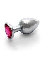 Shots Ouch! Heart Gemstone Anal Plug Silver Pink medium 3,4 cm