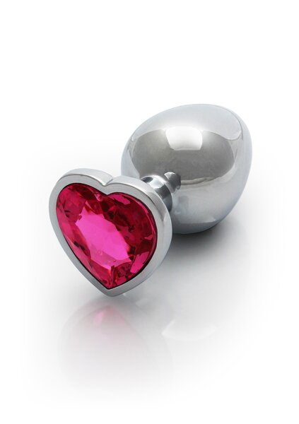 Shots Ouch! Heart Gemstone Anal Plug Silver Pink large 4 cm