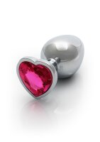 Shots Ouch! Heart Gemstone Anal Plug Silver Pink large 4 cm