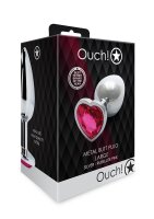 Shots Ouch! Heart Gemstone Anal Plug Silver Pink large 4 cm