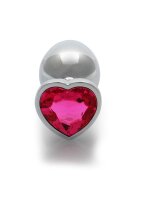 Shots Ouch! Heart Gemstone Anal Plug Silver Pink large 4 cm