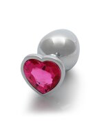 Shots Ouch! Heart Gemstone Anal Plug Silver Pink large 4 cm