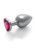 Shots Ouch! Heart Gemstone Anal Plug Silver Pink large 4 cm