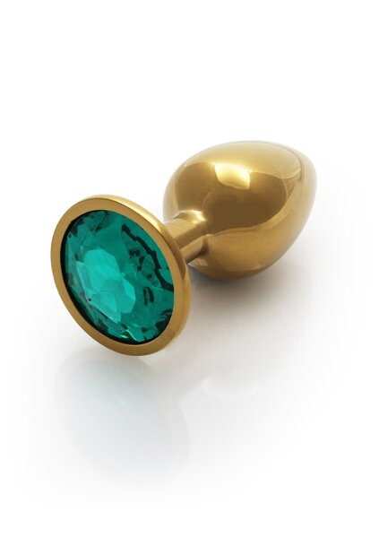Shots Ouch! Runder Edelstein Anal Plug Gold Smaragdgrün klein 2,7 cm