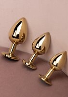 Shots Ouch! Runder Edelstein Anal Plug Gold Smaragdgrün klein 2,7 cm