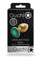 Shots Ouch! Runder Edelstein Anal Plug Gold Smaragdgrün klein 2,7 cm