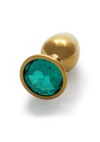 Shots Ouch! Runder Edelstein Anal Plug Gold Smaragdgrün klein 2,7 cm